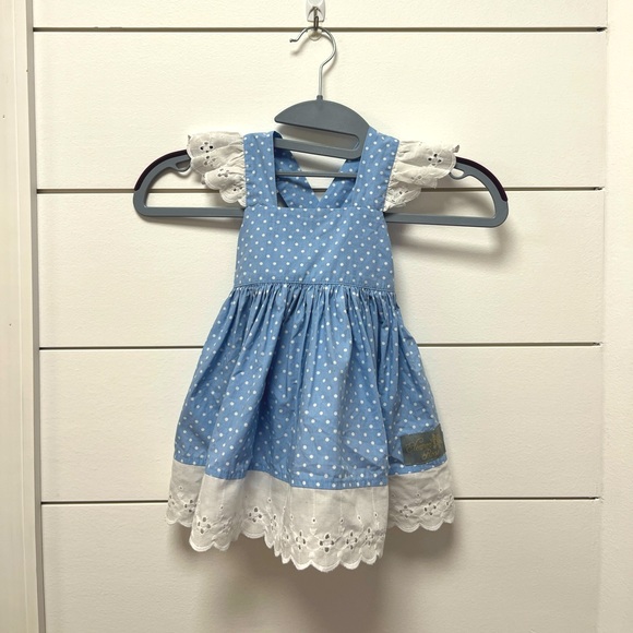 Eleanor Rose 12 mo blue polka dot dress - Picture 1 of 4